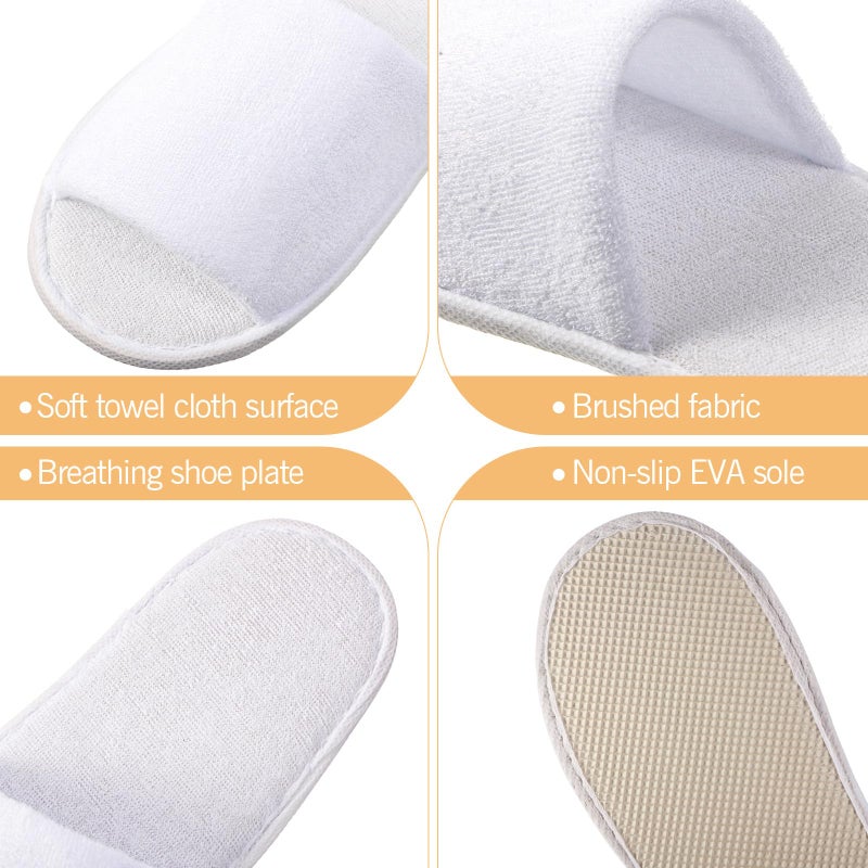 Silicherry 12 Pairs House Slippers for Guests Disposable Open Toe Spa Slippers Unisex Travel Slipper Bulk for Halloween Christmas Wedding Party(White,L) - Image 3